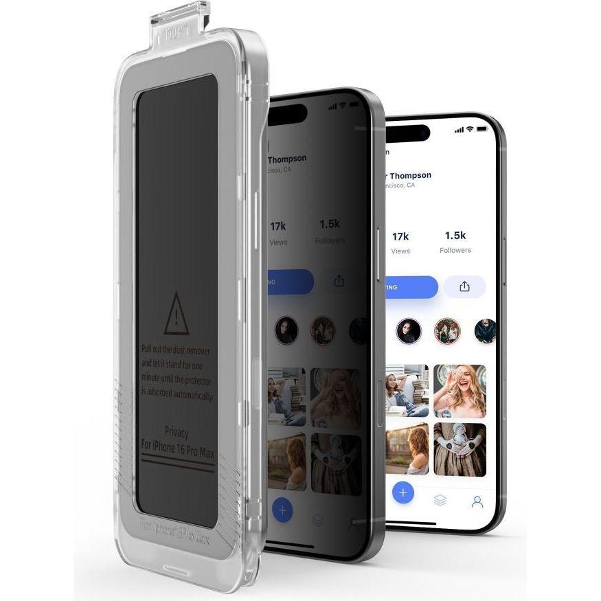 Hofi Tech-Protect Quick Set Spy+ Privacy Glass 2er-Pack für iPhone 16 Pro (1 Pezzo/i, Apple iPhone 16 Pro), Pellicola protettiva smartphone