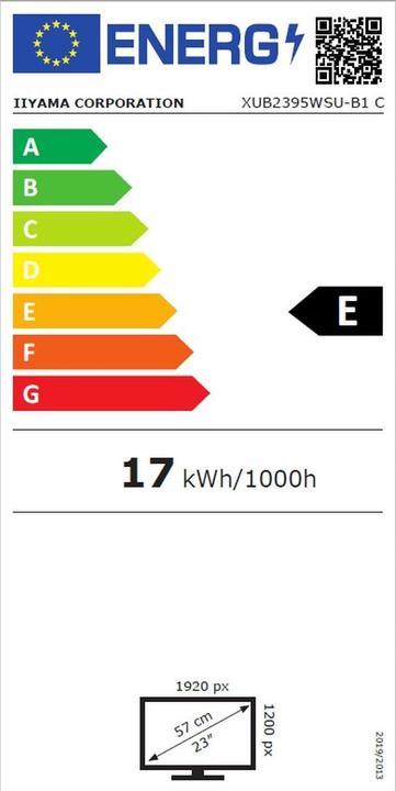 Energie-Label iiyama XUB2395WSU-B1 (1920 x 1200 Pixel, 22.50")