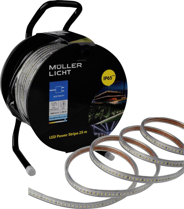 Müller Licht MÜLLER-LICHT LED-Power Stripe 21600028, 25m, 10W, 1000lm, 6500K (Lumière du jour, 2500 cm, Intérieur)