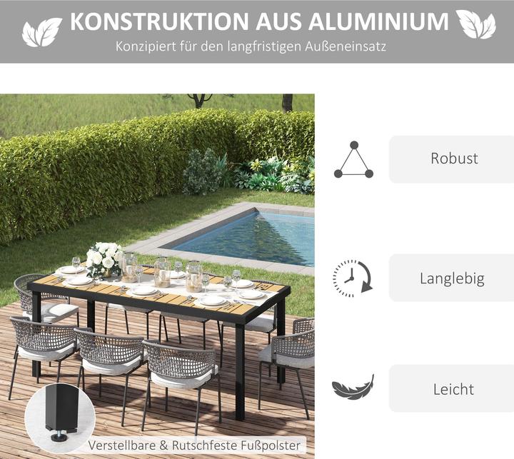 Produktbild Outsunny Esstisch mit Alurahmen (190 x 90 x 74 cm)