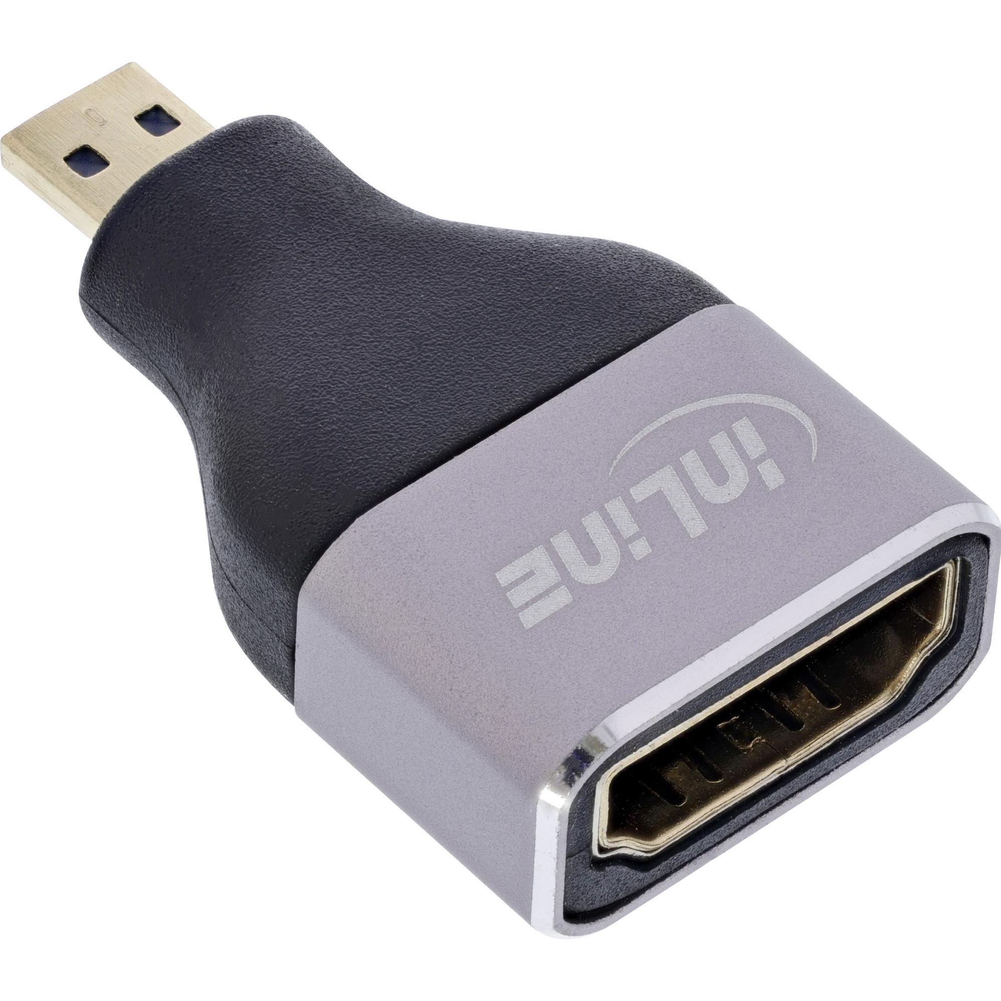 InLine HDMI Adapter (Micro HDMI, HDMI), Data + Video Adapter, Grau, Schwarz