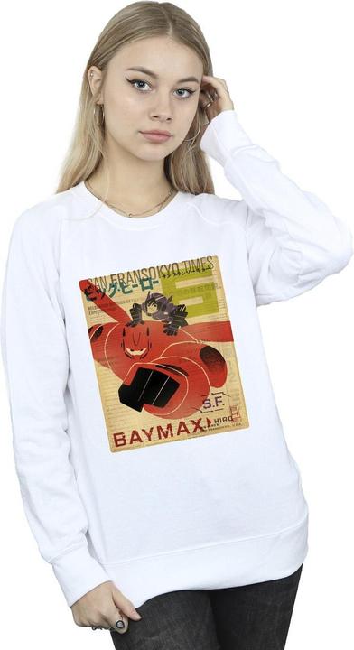 Immagine prodotto Disney Big Hero 6 Baymax Flying Baymax Newspaper Felpa Donna (XXL)