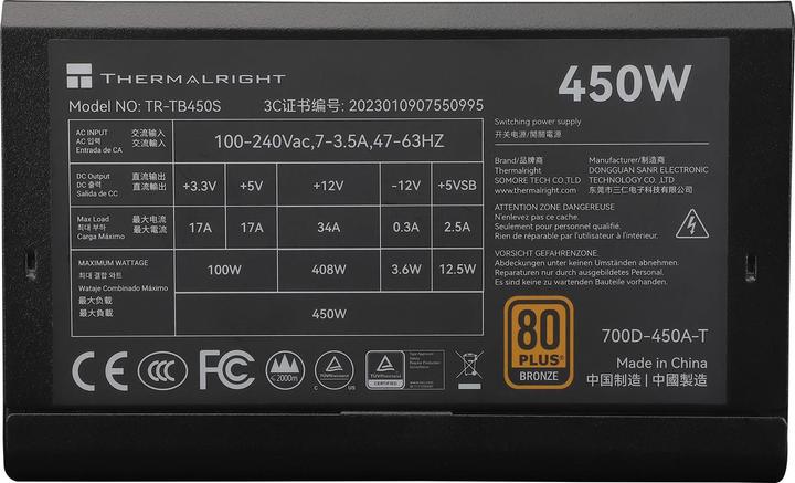 Immagine prodotto Thermalright TR-TB450S Nero - PSU, 80+ Bronze, 450W (450 W)