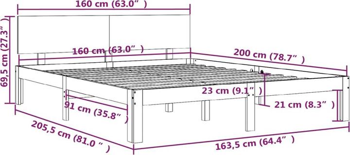 Produktbild vidaXL Bettrahmen (180 x 200 cm)