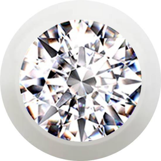 Produktbild Star Piercing Micro Kugel weiss mit Kristall silber (ohne Messing, Kunststoff)