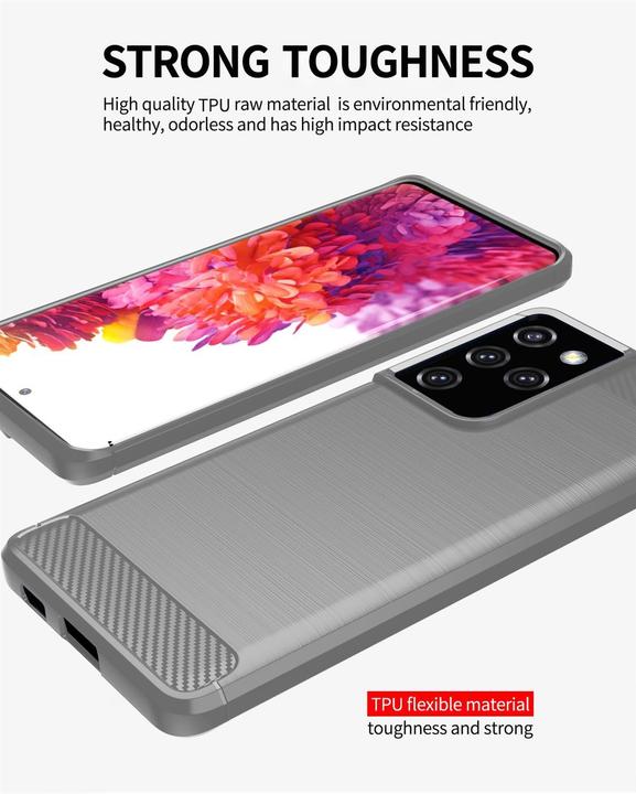 Actual product image Cadorabo TPU Ultra Slim carbon stainless steel Combi Cover (Samsung Galaxy S21 Ultra)