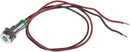 Produktbild RS PRO 6mm flush satin chr LED wires,green 2Vdc
