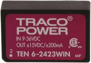 Produktbild TracoPower DC/DC-Wandler 9-36Vin +/-15Vout 0,2A 6W
