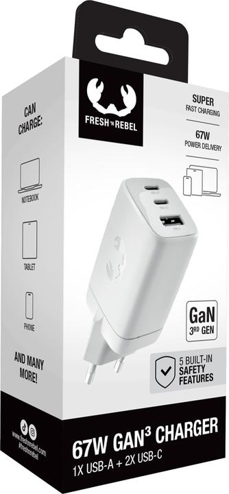 Produktbild Fresh'N Rebel Fresh 'n Rebel Wall Charger Ice Grey 67W (67 W, 3 Ports)