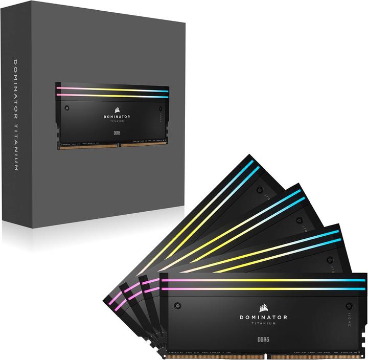 Produktbild Corsair DDR5, 6400MT/s 96GB 4x24GB DIMM, Unbuffered, 32-40-40-84, Std PMIC, XMP 3.0, DOMINATOR TITANIUM Blac (4 x 24GB, 6400 MHz, DDR5-RAM, DIMM)