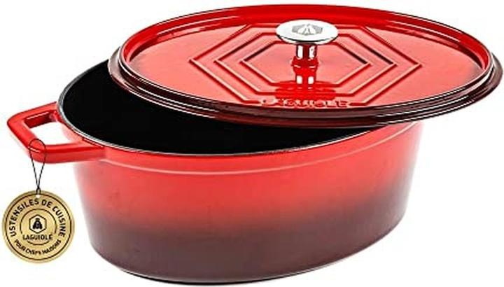 Laguiole Cast iron stewpan enameled oval red 31 x 23 cm 57 l (Cocotte + faitout, Fonte)
