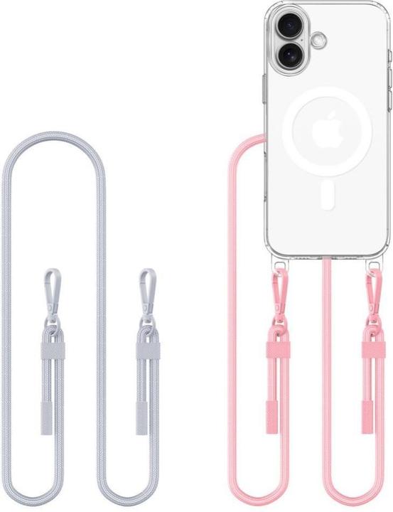 Actual product image Tech-Protect Flexair Chain Magsafe Iphone 16 Grau & Rosa (Apple iPhone 16)