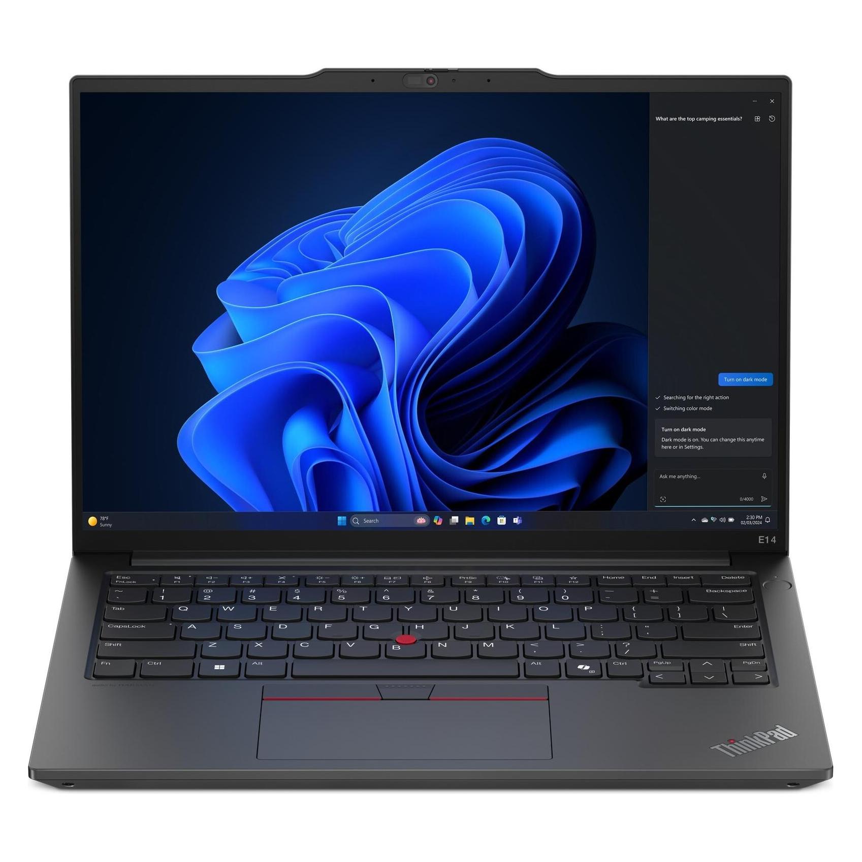 Lenovo ThinkPad E14 Gen 6 (14", 512 GB, 16 GB, DE, Intel Core Ultra 7 155H), Notebook, Schwarz