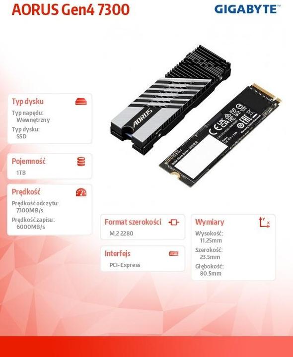 Produktbild Gigabyte Aorus Gen4 7300 (1000 GB, M.2 2280)