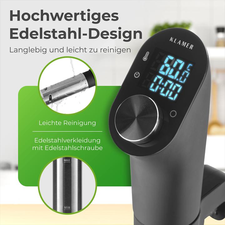 Productafbeelding KLAMER Sous Vide Stick 1200 Watt IPX7 wasserdicht 3D Zirkulation