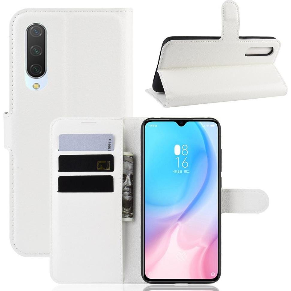 Cover-Discount Leder Etui Hülle mit Kartenfächern (Xiaomi Mi 9 Lite), Smartphone Hülle, Weiss