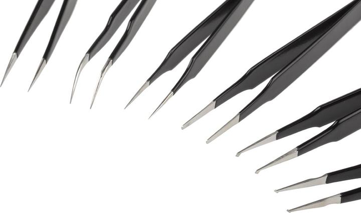 Actual product image RS PRO Kit of 6 ESD epoxy coated tweezers