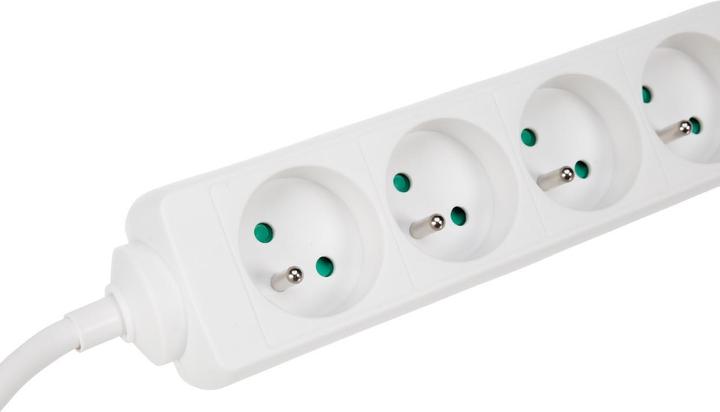 Produktbild Velleman 4-WAY SOCKET-OUTLET - 5 m CABLE - WHITE - PIN EARTH (4 x, CEE 7/5, 5 m)