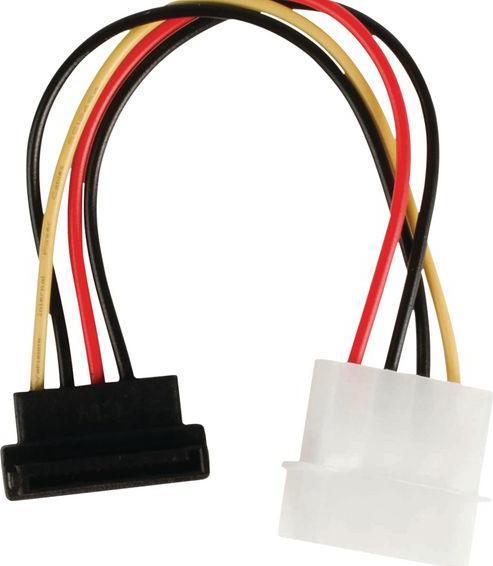 Actual product image Nedis Internal power cable | Molex male | SATA 15-pin female | Gold-plated | 0.15 m | Round | PVC | Me