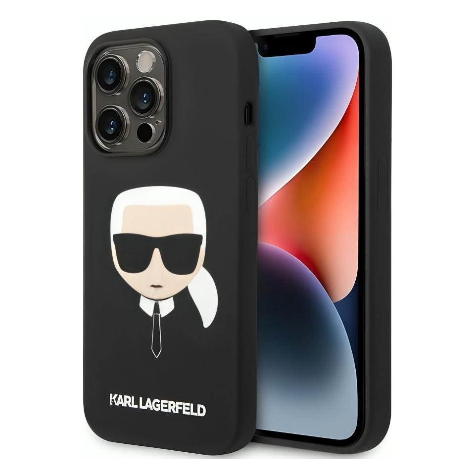 Karl Lagerfeld IPhone 14 Pro MagSafe Compatible Case Liquid Silicone Karl Head (Apple IPhone 14 Pro), Smartphone Hülle, Schwarz
