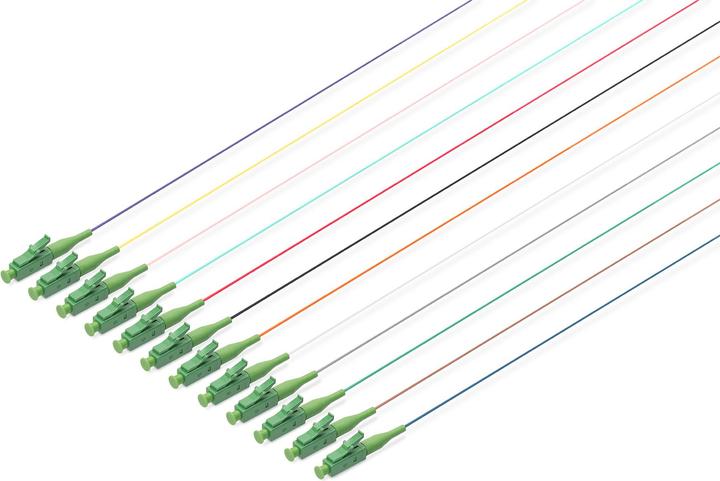 Produktbild Digitus LWL Pigtail-Set, 12 Stk., LC APC, SM OS2 09/125 µ loose buffer, Farbcode DIN IEC 304, 2 m (2 m)