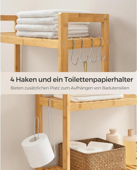 Produktbild Songmics Badezimmerregal mit 3 Ablagen 63 x 170 cm, Braun