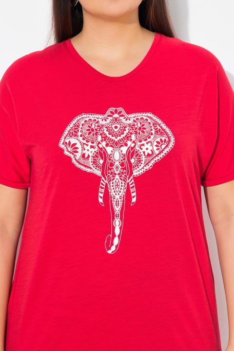 Immagine prodotto Ulla Popken T-shirt dal taglio oversize con animale, scollo a V e mezze maniche (46, 48)