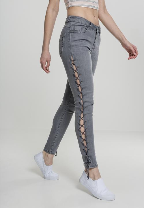 Actual product image Urban Classics Ladies Denim Lace Up Skinny Pants (28)
