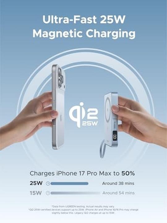 Produktbild Ugreen 10000 mAh Magnetic Powerbank 25W Grey, Universal (10000 mAh, 25 W)