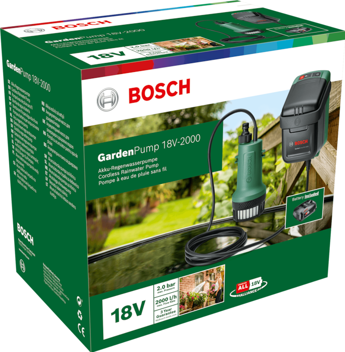 Immagine prodotto Bosch Home & Garden Pompa da giardino 18V-2000 (Pompa a barile di pioggia)
