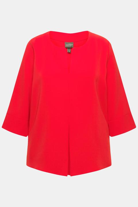 Actual product image Ulla Popken Split Neck 3/4 Sleeve Blouse (60)