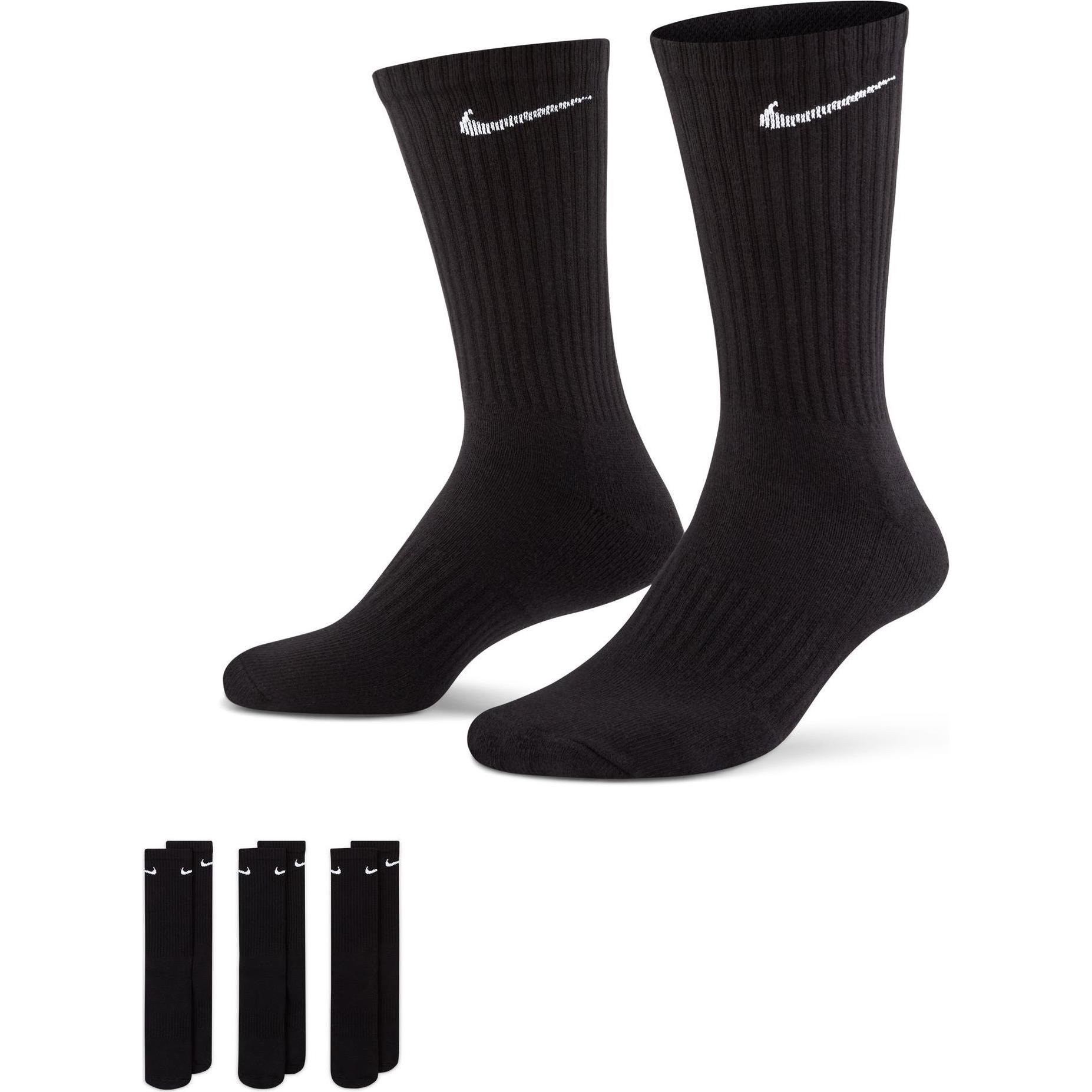 Nike, Herren, Sportsocken, 3-Pack Everyday Cushion 35-38 Socken (34 - 38), Schwarz