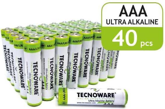 Produktbild Tecnoware Ultra Alkaline-Batterien AAA - 1.5 Volt - Ideal für Spielzeug, Controller, Fernbedienungen (40 Stk., AAA, 1250 mAh)