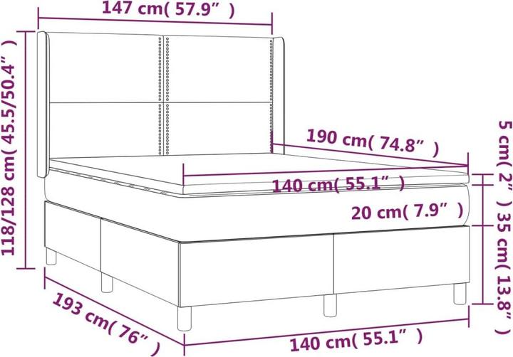 Actual product image vidaXL Boxspringbett (140 x 190 cm)