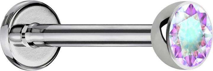 Image du produit Star Piercing Micro Threadless Labret silber Halbkugel mit Kristall multicolor (sans laiton, Titane)