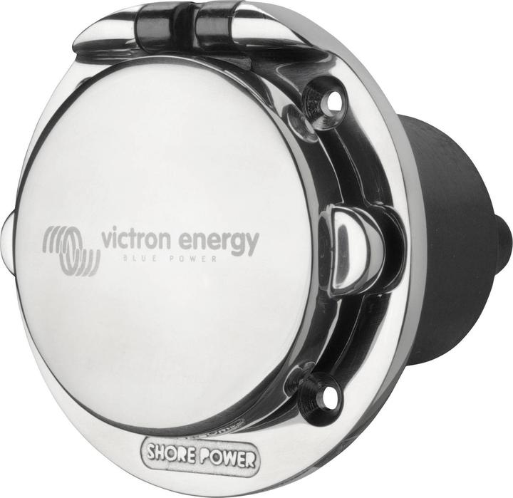 Victron Energy Prise de courant à raccordement terrestre Victron en acier inoxydable avec couvercle 16A/250VAC (Fiche solaire)