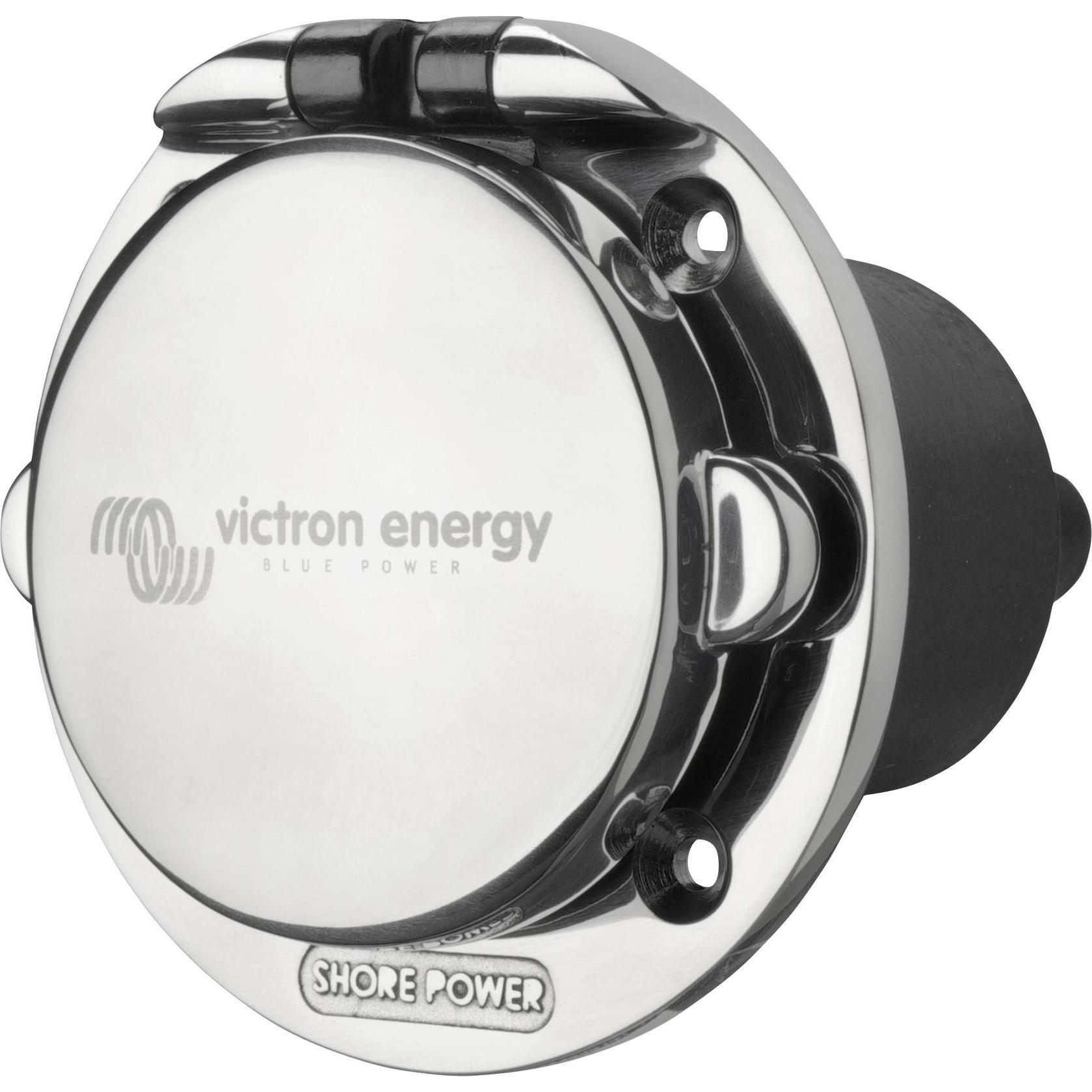Victron Energy, Accessori per energia solare, Presa di corrente a terra Victron in acciaio inossidabile con copertura 16A/250Vac (2p/3w) (Spina solare