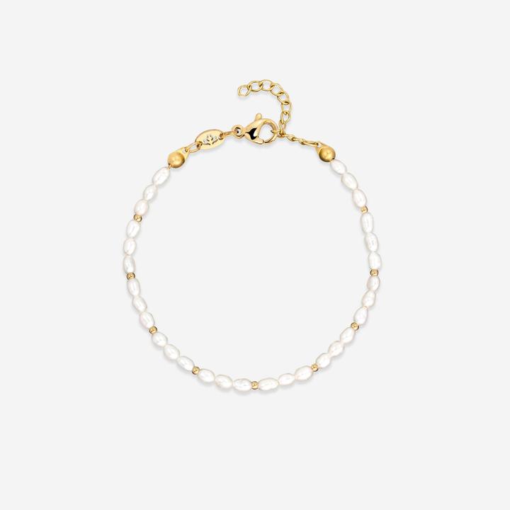 Luamaya Perlita Oro Bracelet (19 cm, 316L stainless steel, Freshwater pearls)