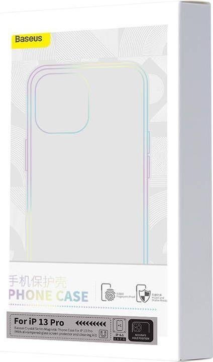 Actual product image Baseus Phone case Magnetic Crystal Clear for iPhone 13 Pro (transparent) with all-tempered-glass scr (Apple iPhone 13 Pro)