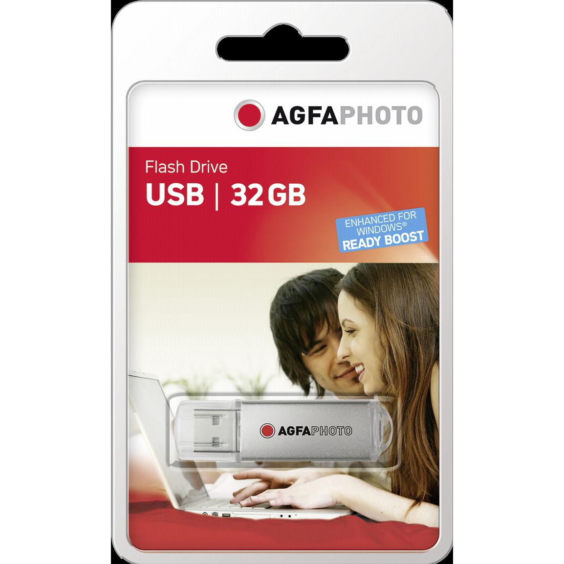 AGFAPHOTO USB 2.0 silver 32GB (32 GB, USB-A, USB 2.0), USB Stick, Silber