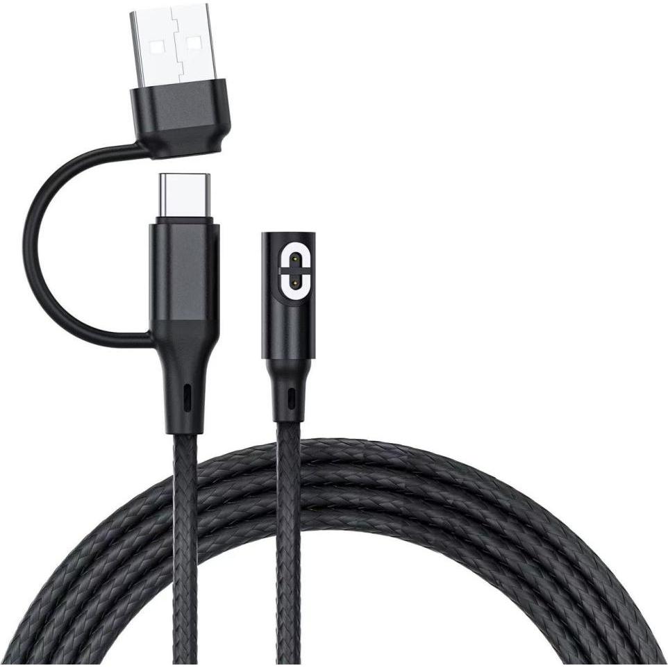 PowerGuard 2-in-1 USB-C, USB-A zu Shokz OpenRun Kopfhörer Ladekabel (USB), Cavo per cuffie, Nero