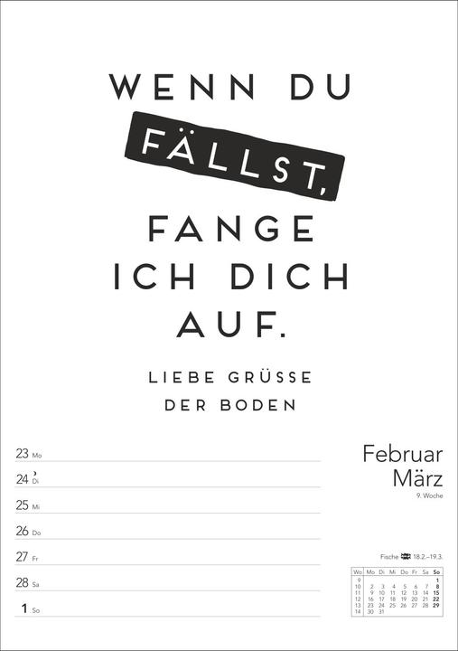 Produktbild Harenberg Typo-Sprüche-Kalender s/w Wochenplaner 2026 - mit 53 witzigen Sprüchen (25 x 35.5 cm)