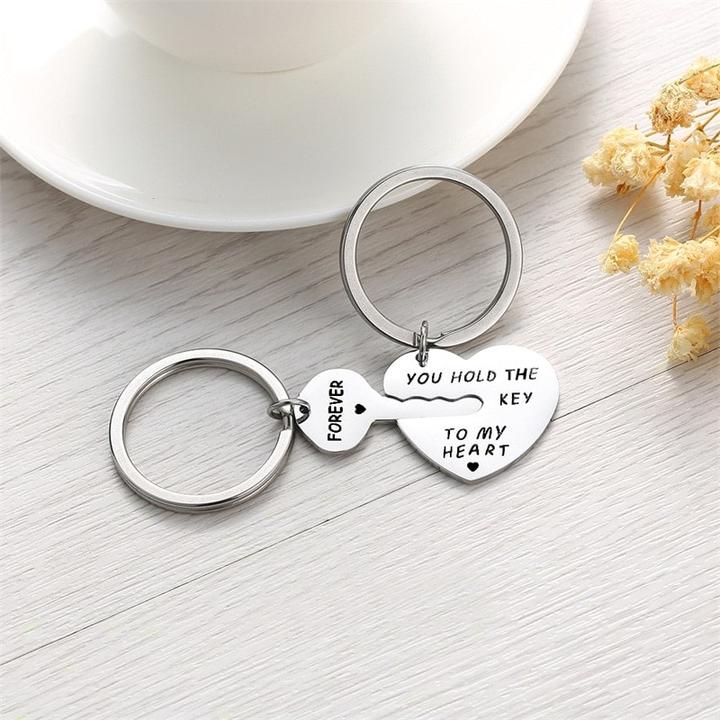 Actual product image JTI Key ring for couples with heart and key