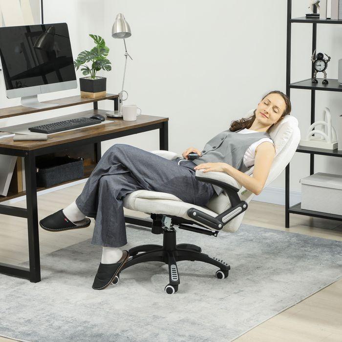Produktbild Swisshandel24 Ergonomischer Schreibtischstuhl mit Massagefunktion, 68 x 72 x 110–120 cm, Cremeweiss (46 - 56 cm)