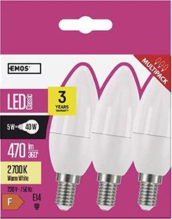 Produktbild Emos LED Lampe Classic Candle / E14 / 4,2 W (40 W) / 470 lm / Warmweiss (E14, 470 lm, 3 x)