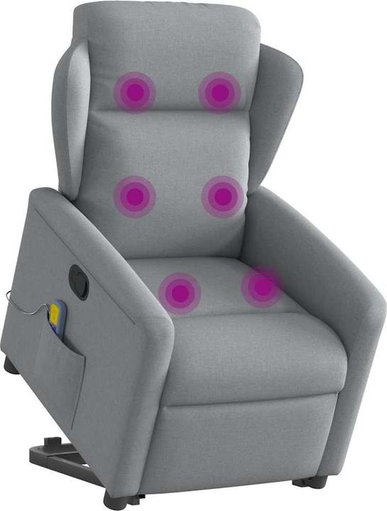 Actual product image VidaXL Massage chair with stand-up aid Light grey fabric