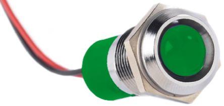 Produktbild RS PRO 14mm vorsteh verchrom LED Drähte grü 12V