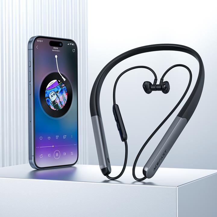 Actual product image Acefast N1 in-ear wireless headphones + USB-A USB-C cable - black (ANC, Wireless)