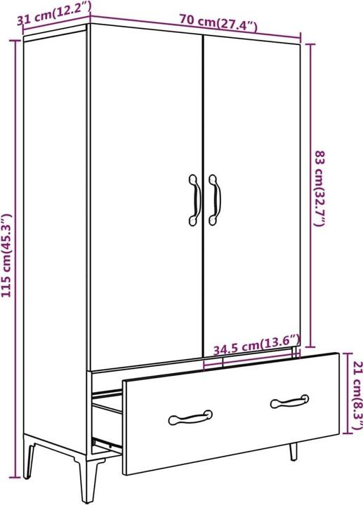 Produktbild vidaXL Highboard (70 x 31 x 115 cm)