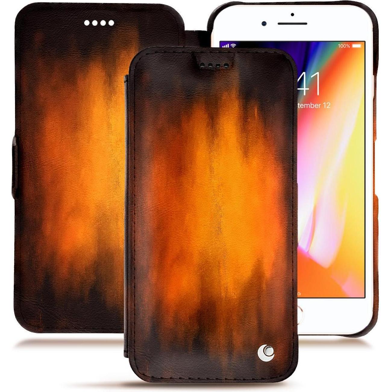 Thumbnail - Noreve Lederschutzhülle horizontal (Apple iPhone 8 Plus), Smartphone Hülle, Violett